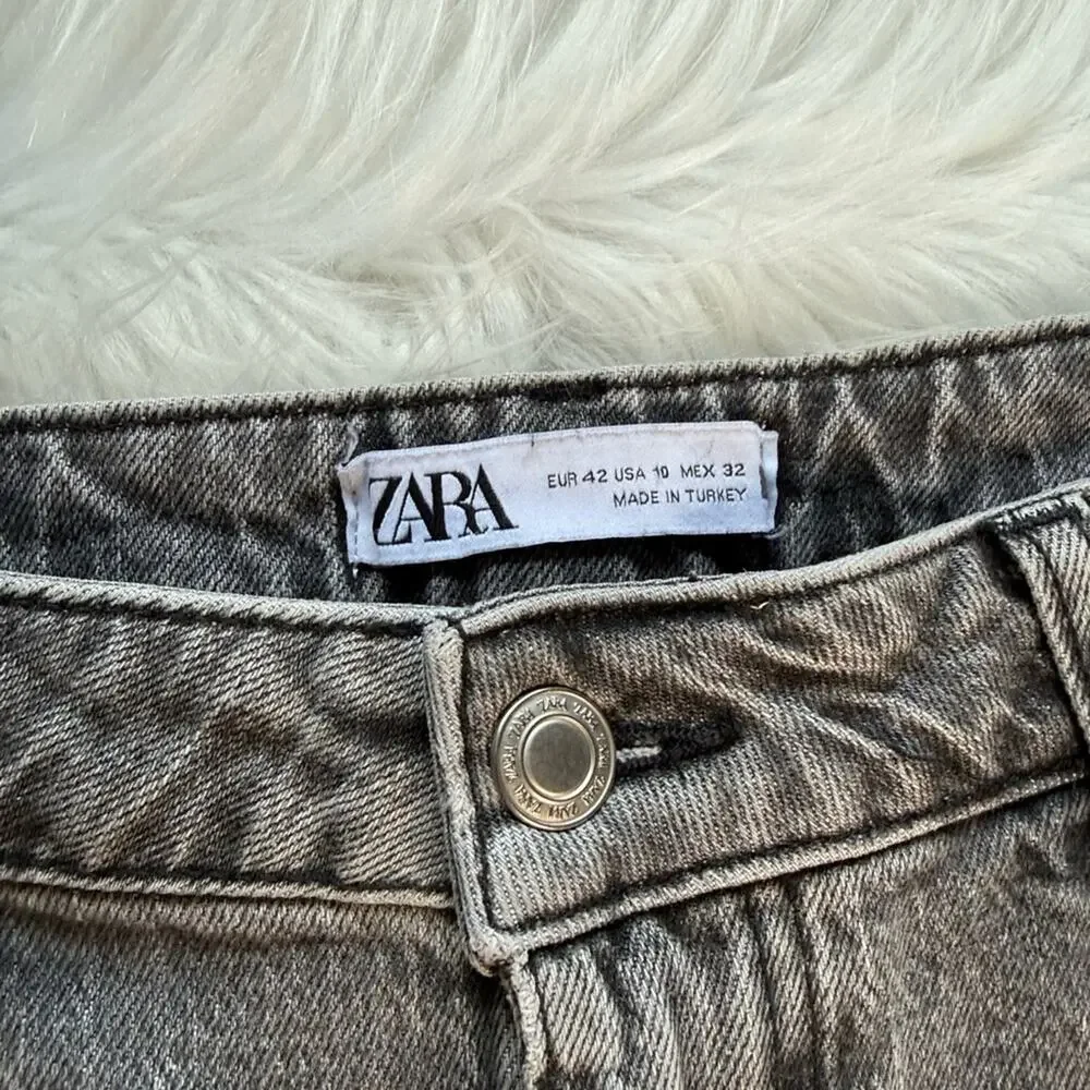 Zara Gray Wide Leg High Rise Jeans